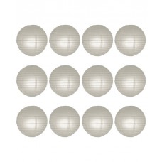 8" Paper Lantern Grey Mist Regular Wire Value Pack (12 PCS).